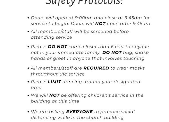 Boston District Re-Opening Safety Protocols